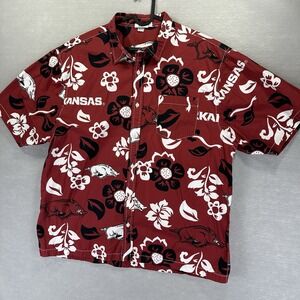Wes And Willy Arkansas Razorbacks Button Down Hawaiian Tropical Floral Shirt XXL